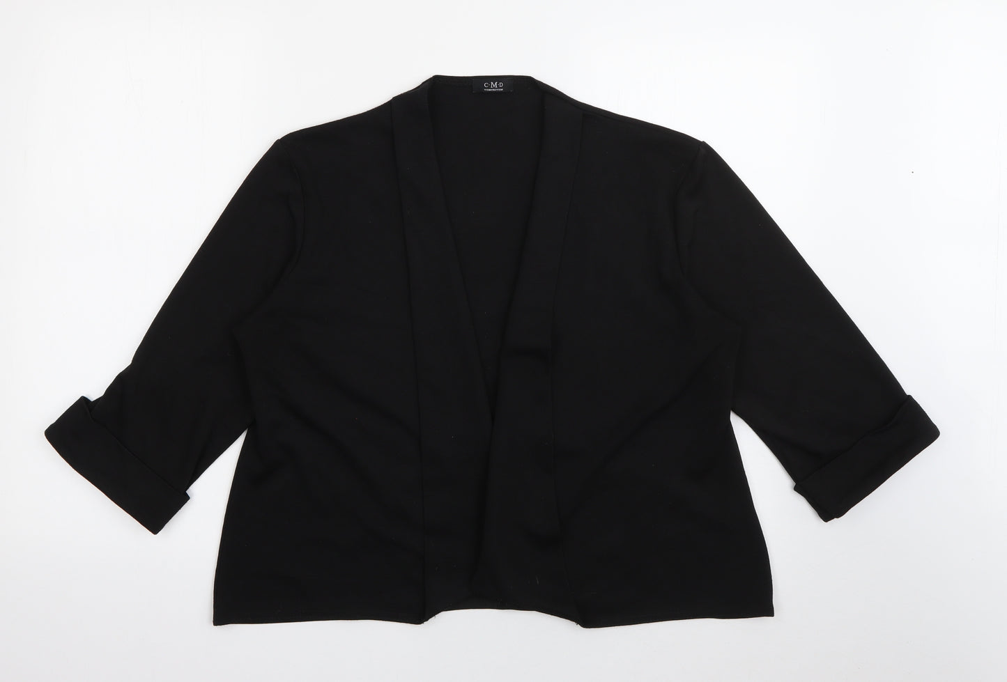 C.M.D Womens Black V-Neck  Polyester Cardigan Jumper Size XL