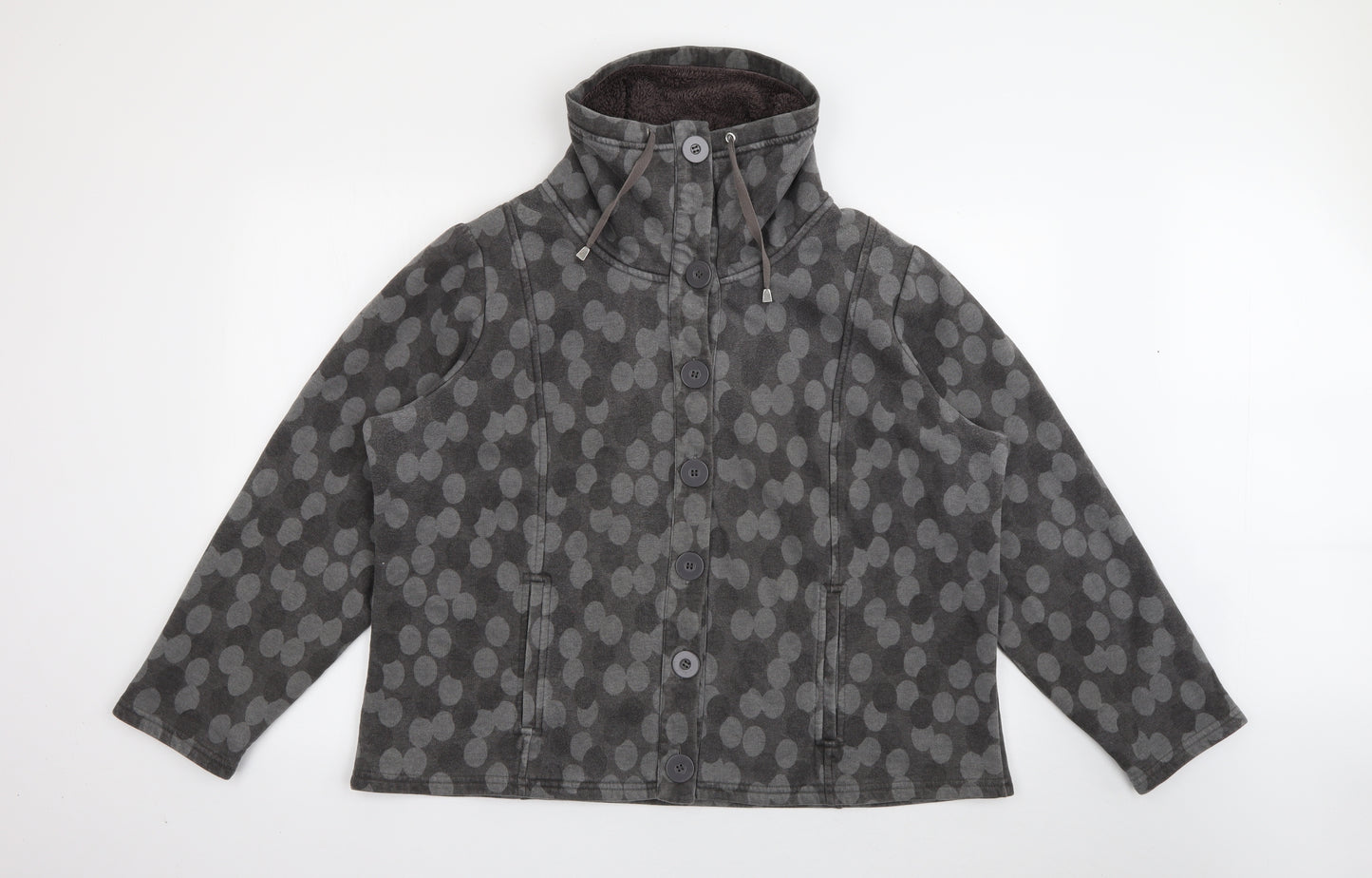 Per Una Womens Grey High Neck Polka Dot Cotton Full Zip Jumper Size XL