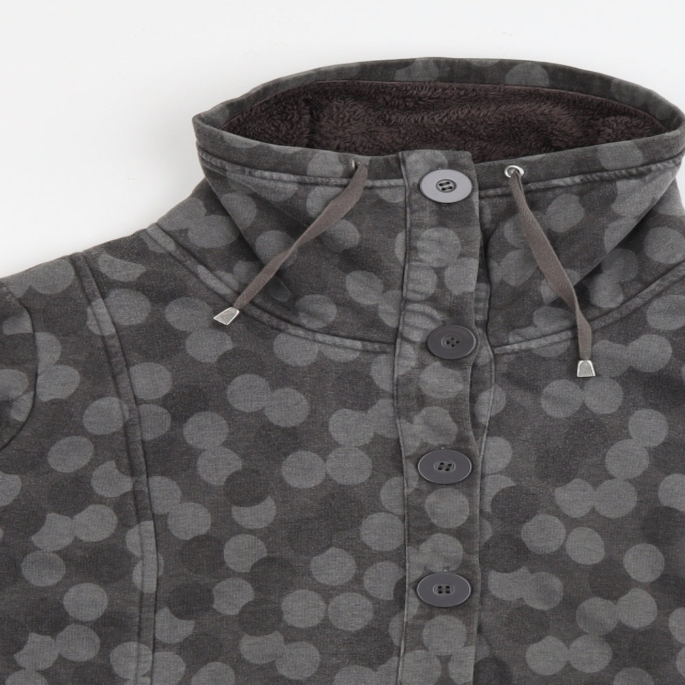 Per Una Womens Grey High Neck Polka Dot Cotton Full Zip Jumper Size XL
