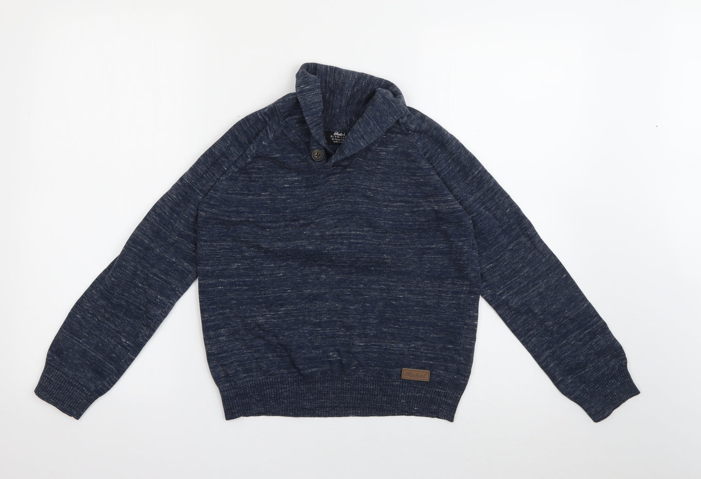 Primark Boys Blue Roll Neck  Cotton Pullover Jumper Size 10-11 Years
