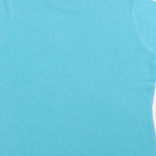 BHS Womens Blue  Acrylic Jersey T-Shirt Size 12 High Neck