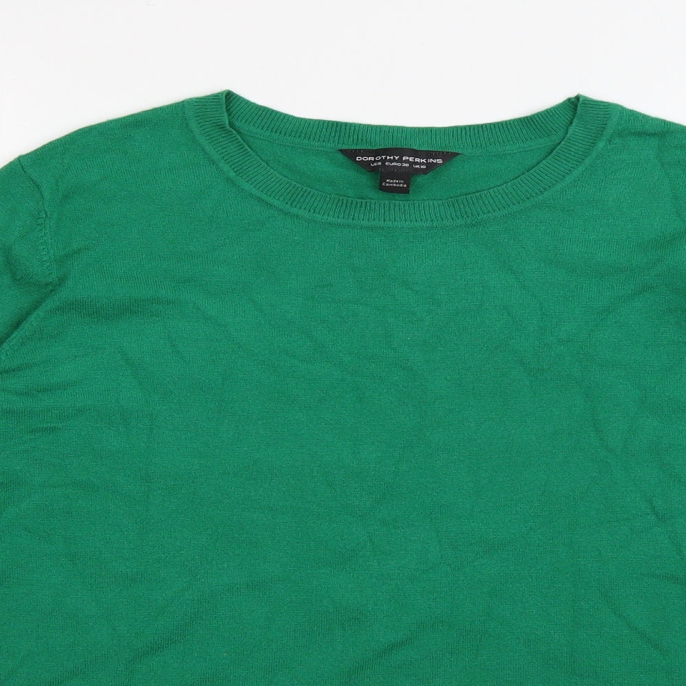 Dorothy Perkins Womens Green Crew Neck  Viscose Pullover Jumper Size 10