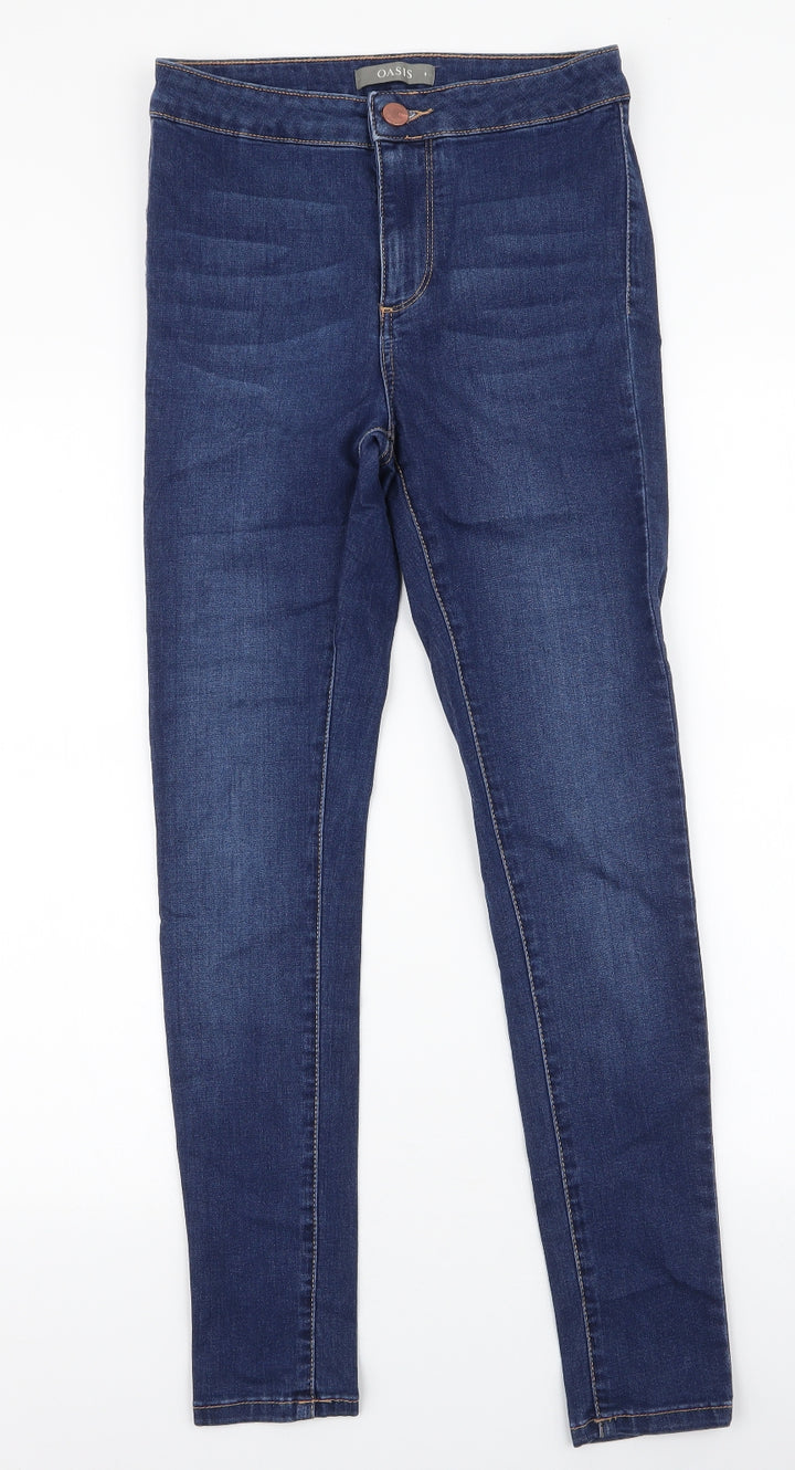 Oasis Womens Blue Cotton Skinny Jeans Size 8 L28 in Regular Zip