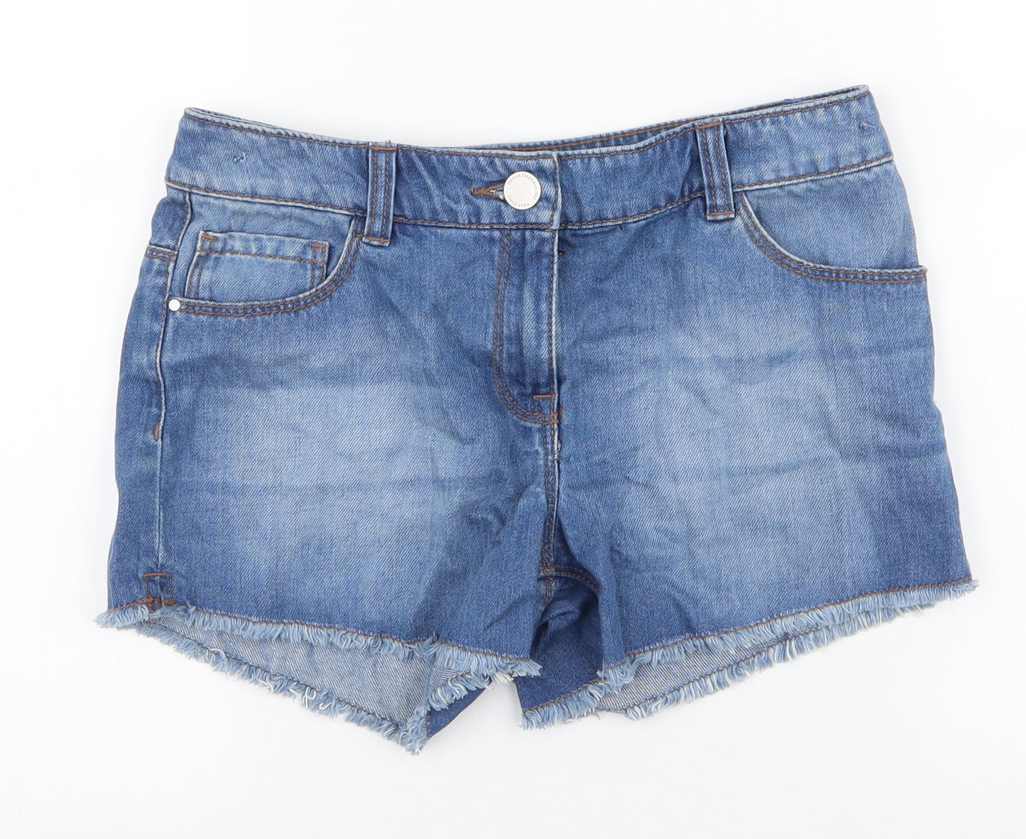 NEXT Girls Blue  100% Cotton Hot Pants Shorts Size 12 Years  Regular Zip