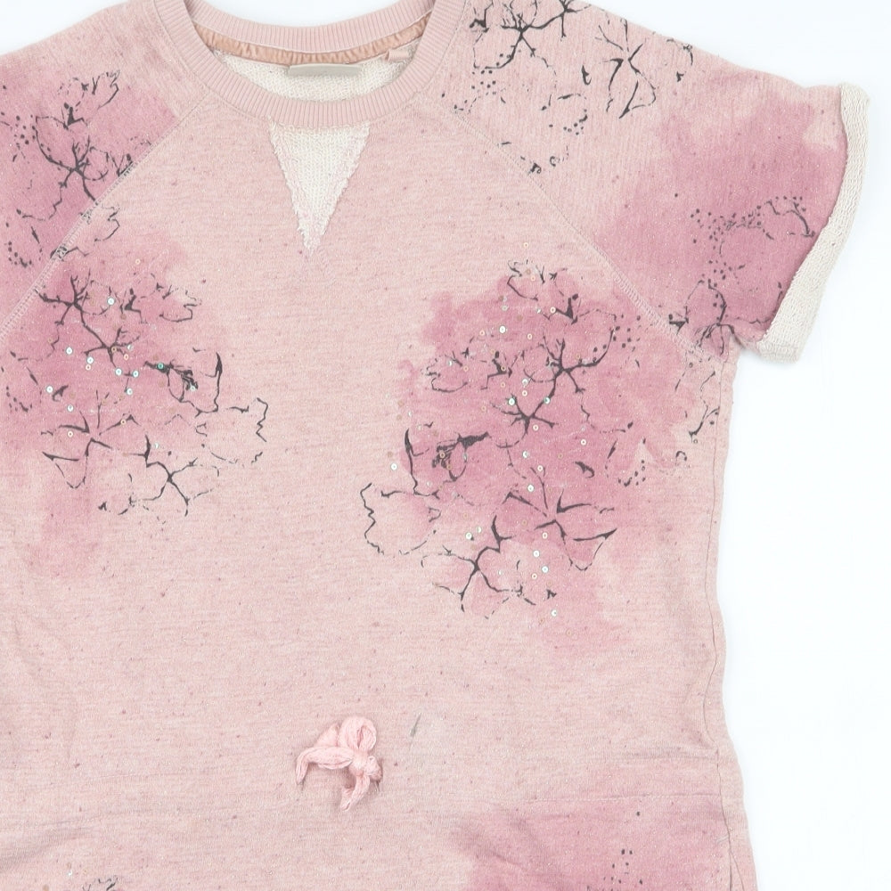 NEXT Girls Pink Floral Cotton Pullover Sweatshirt Size 10 Years  Pullover