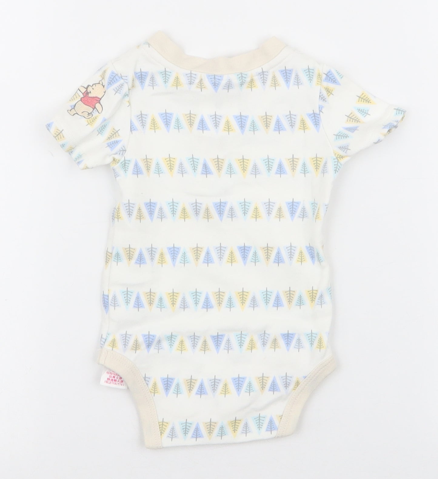 Disney Baby Baby White Geometric 100% Cotton Babygrow One-Piece Size 3-6 Months  Snap - Winnie the pooh