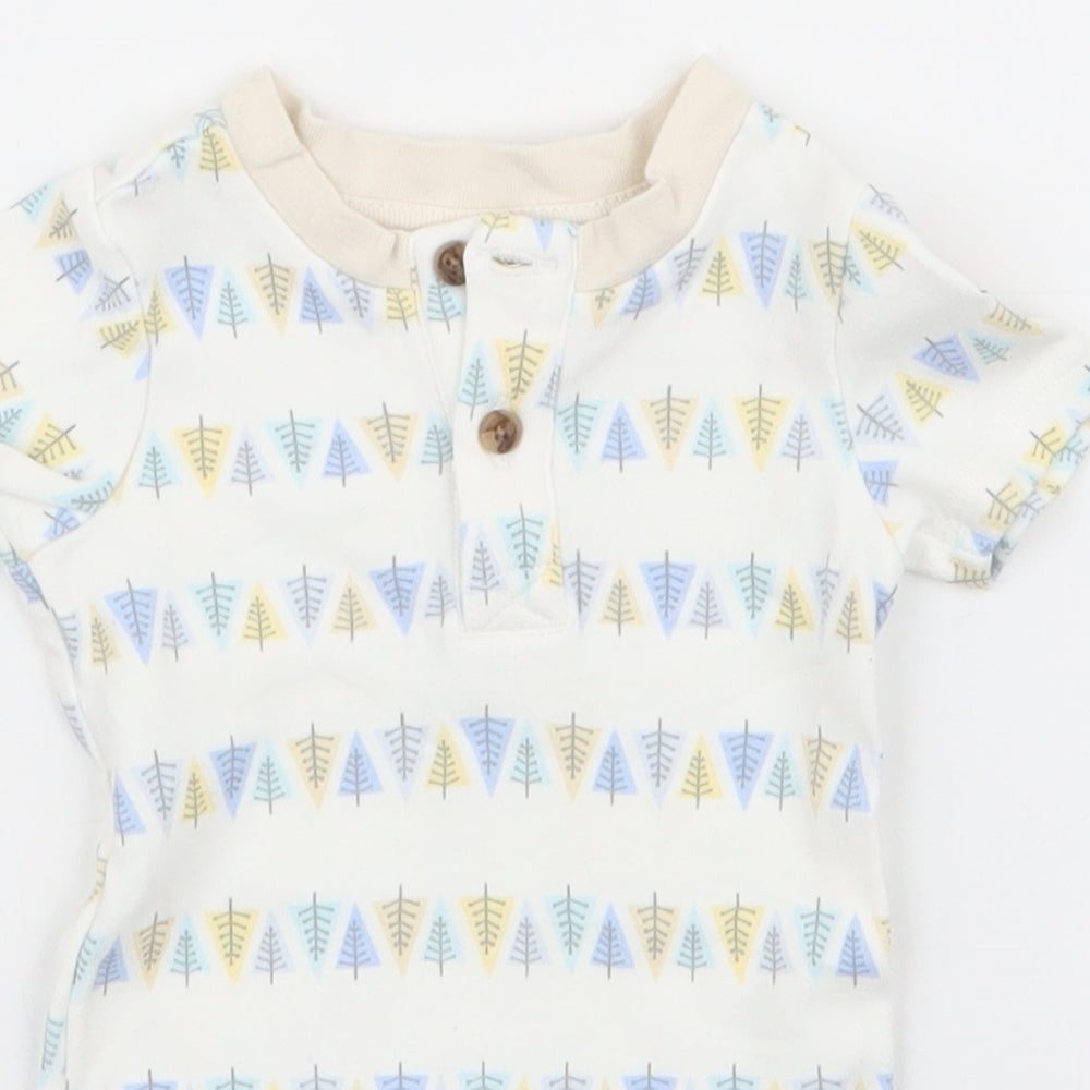 Disney Baby Baby White Geometric 100% Cotton Babygrow One-Piece Size 3-6 Months  Snap - Winnie the pooh