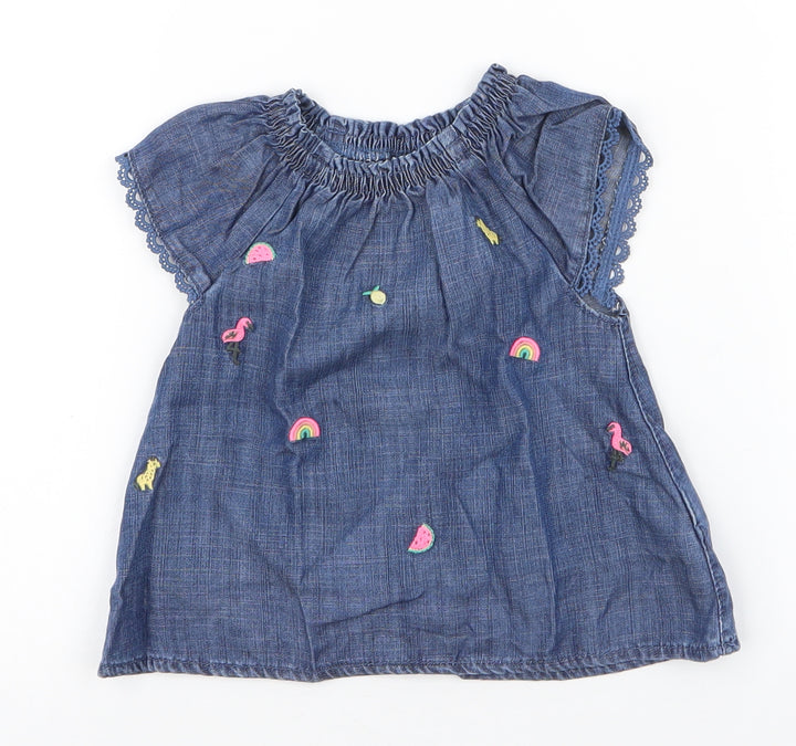 NEXT Girls Blue Modal A-Line Size 3-6 Months Round Neck Pullover