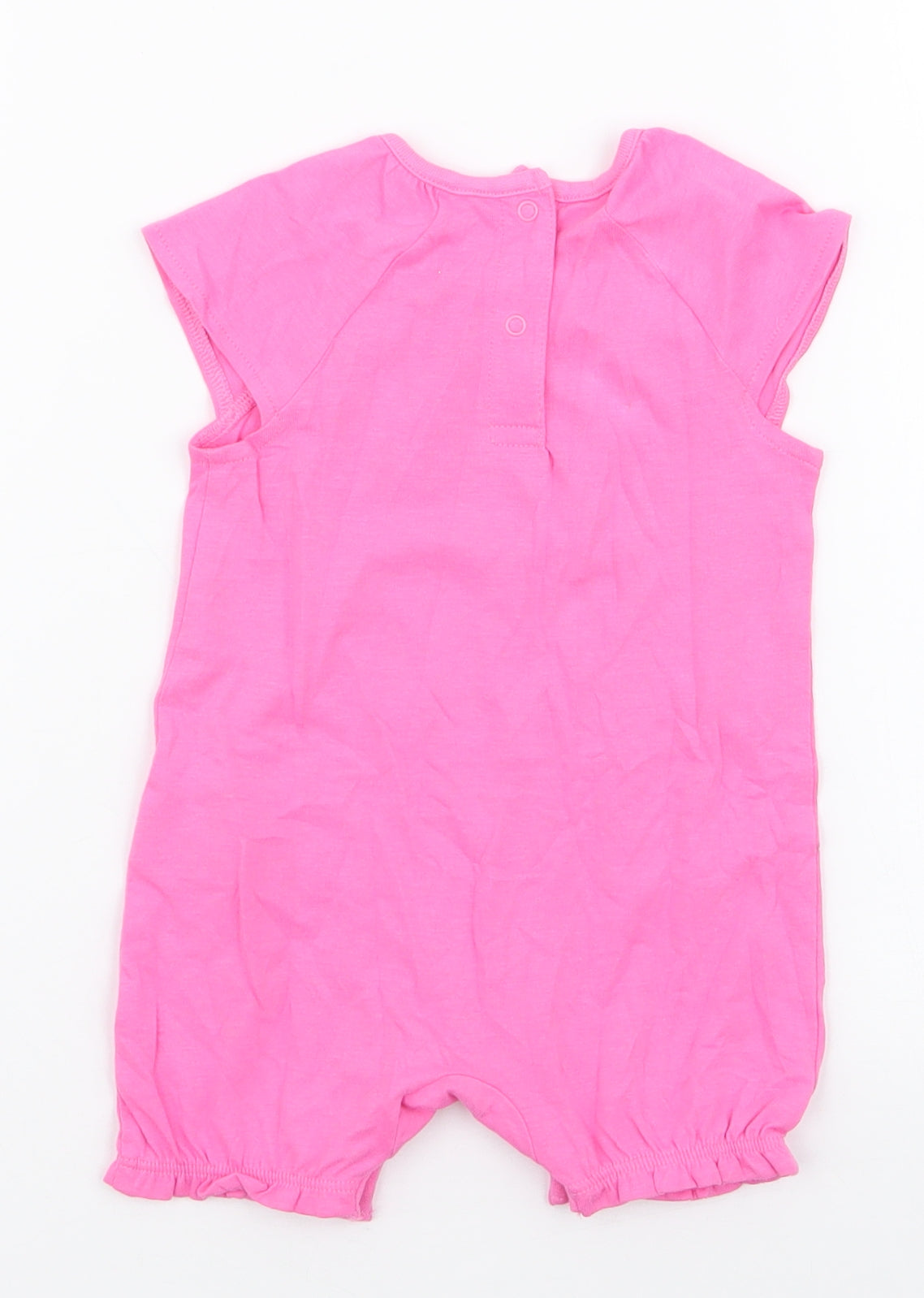 F&F Girls Pink  100% Cotton Romper One-Piece Size 3-6 Months  Snap - new to the crew