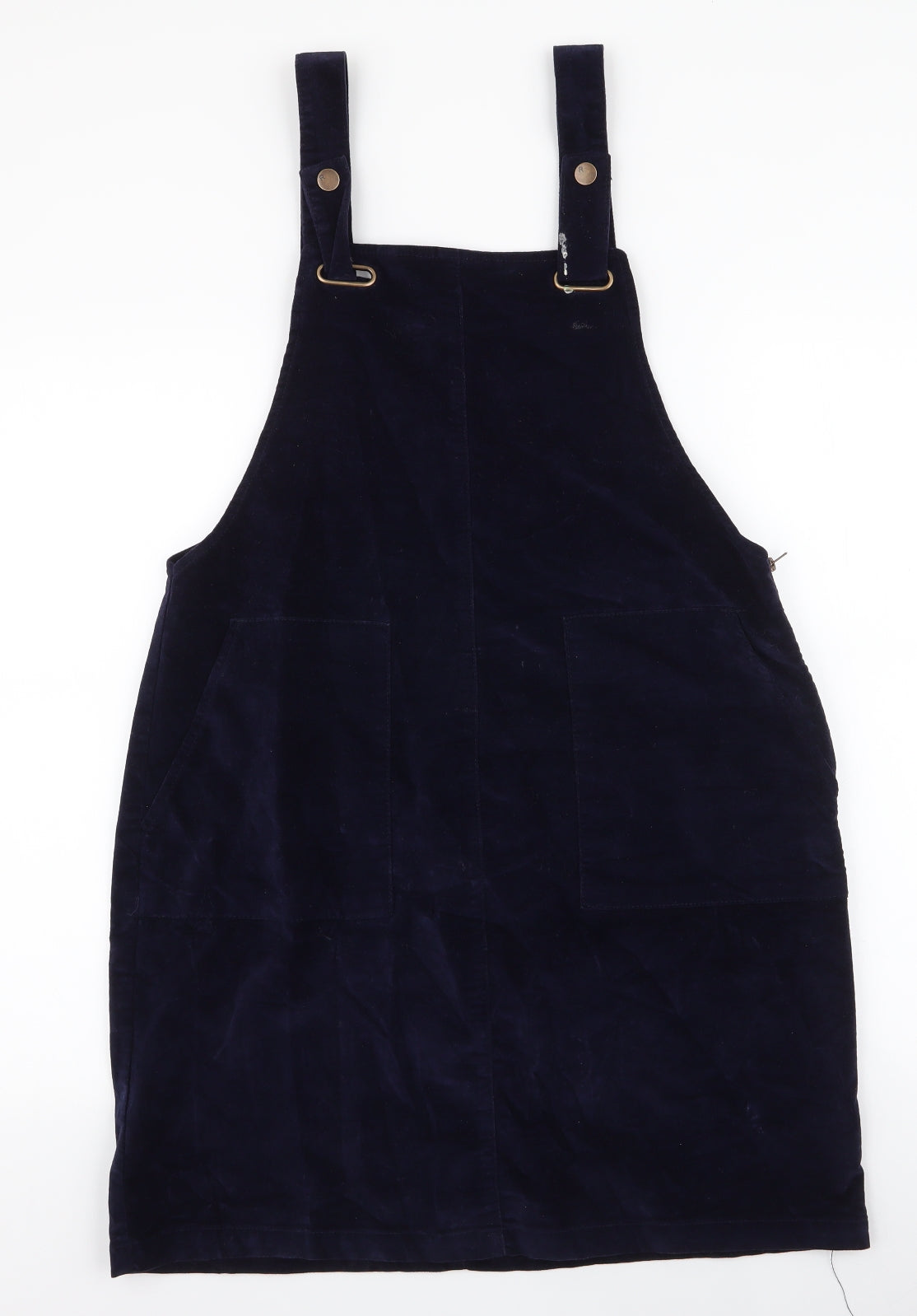 Red Herring Womens Blue  Cotton Pinafore/Dungaree Dress  Size 14  High Neck Button