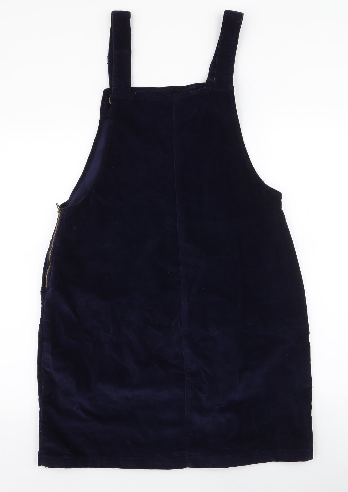 Red Herring Womens Blue  Cotton Pinafore/Dungaree Dress  Size 14  High Neck Button