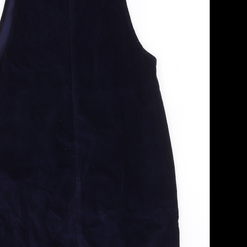 Red Herring Womens Blue  Cotton Pinafore/Dungaree Dress  Size 14  High Neck Button