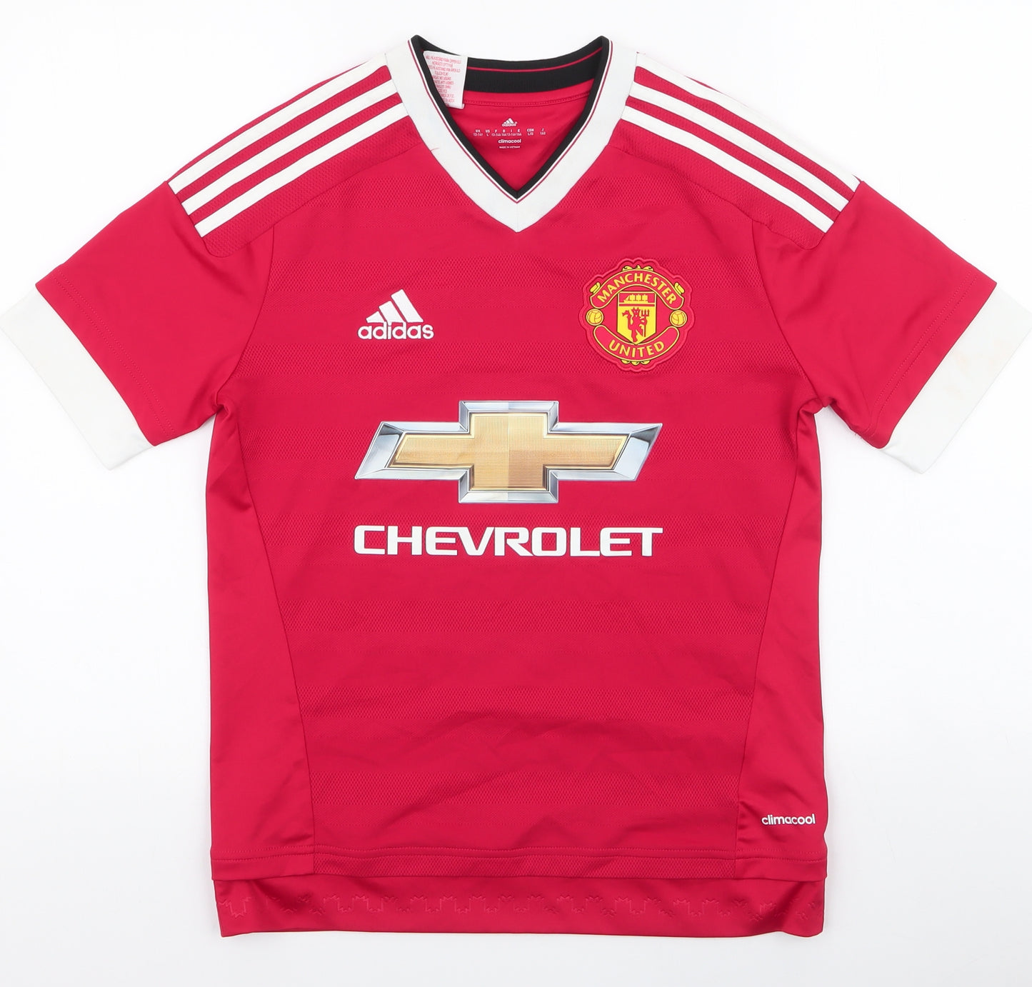 Manchester United Boys Red  100% Polyester Pullover T-Shirt Size 13-14 Years V-Neck Pullover