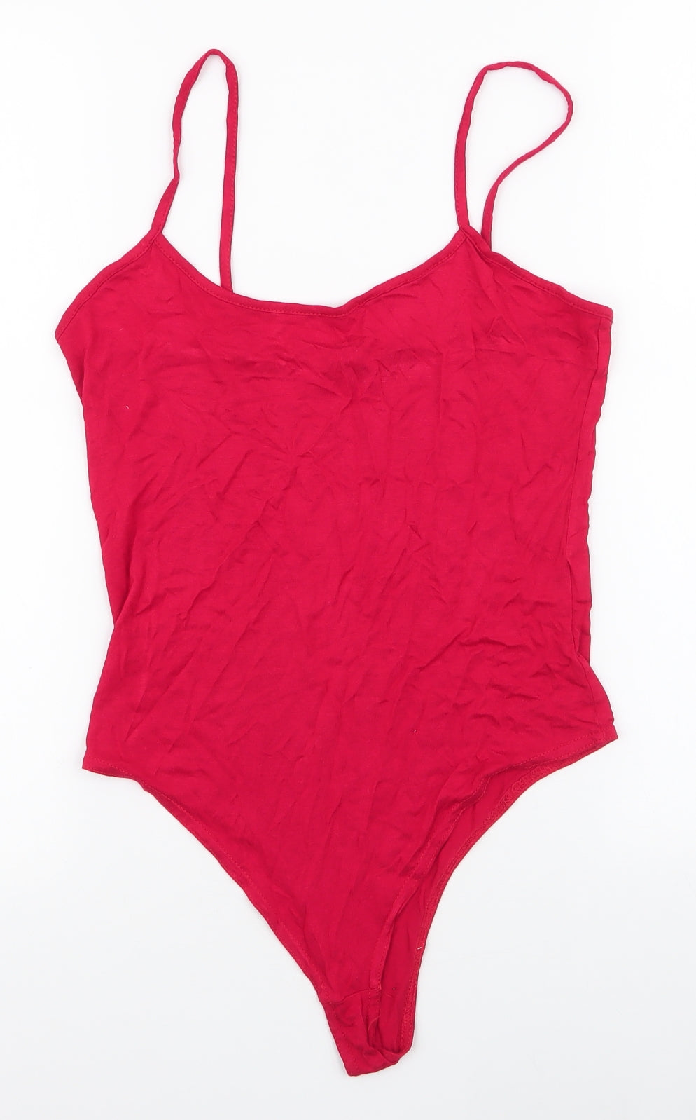 Boohoo Womens Red  Viscose Bodysuit One-Piece Size 10  Pullover