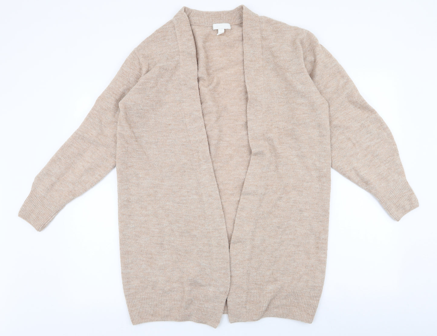 H&M Womens Beige Round Neck  Acrylic Cardigan Jumper Size S