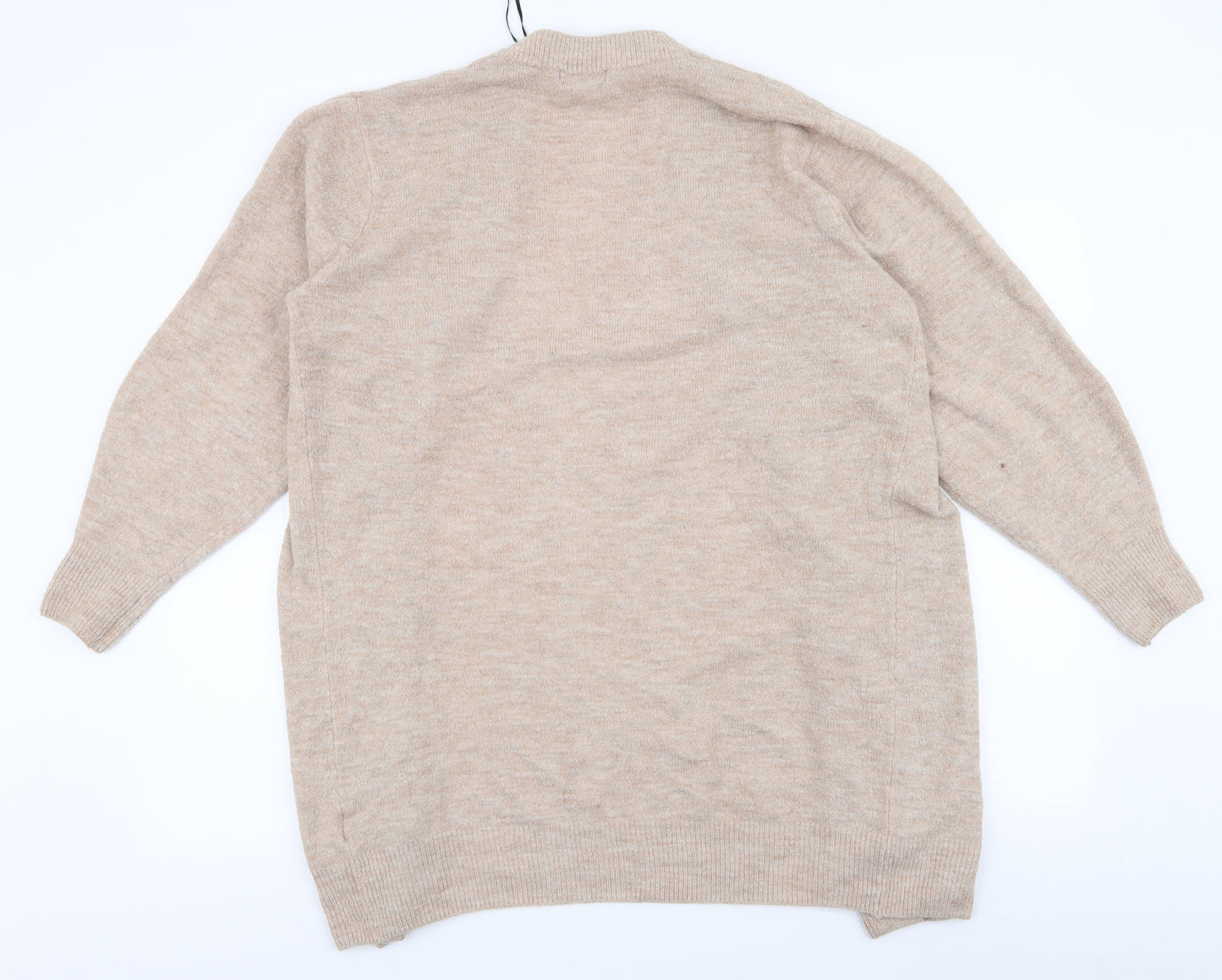 H&M Womens Beige Round Neck  Acrylic Cardigan Jumper Size S