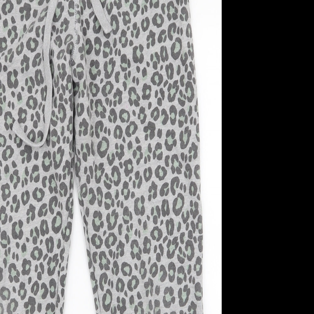 Hush Womens Grey Animal Print Cotton  Pyjama Pants Size S  Drawstring