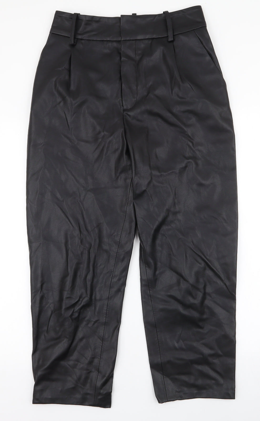 Zara Womens Black  Polyester Trousers  Size M L24 in Regular Zip - Faux leather