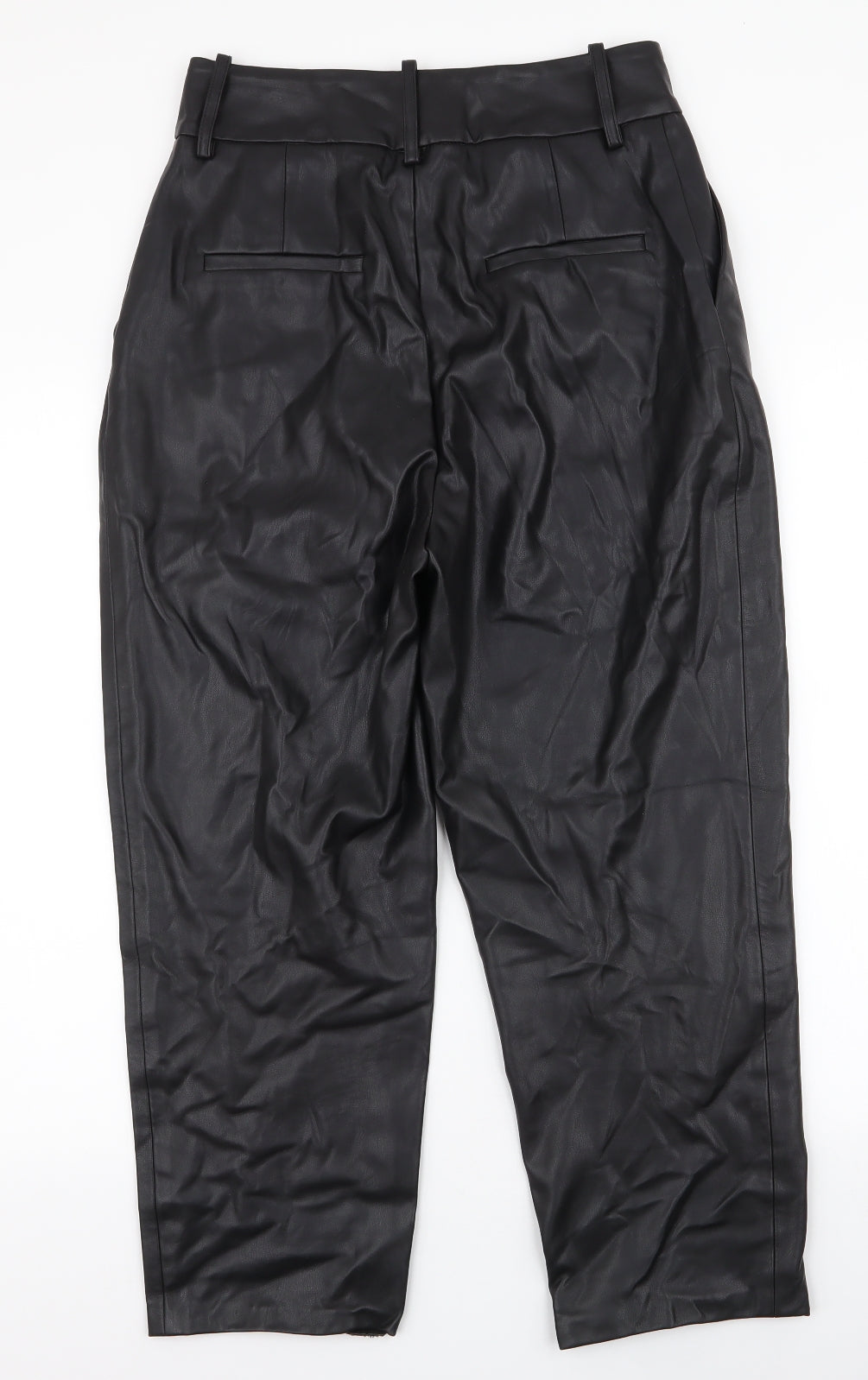 Zara Womens Black  Polyester Trousers  Size M L24 in Regular Zip - Faux leather