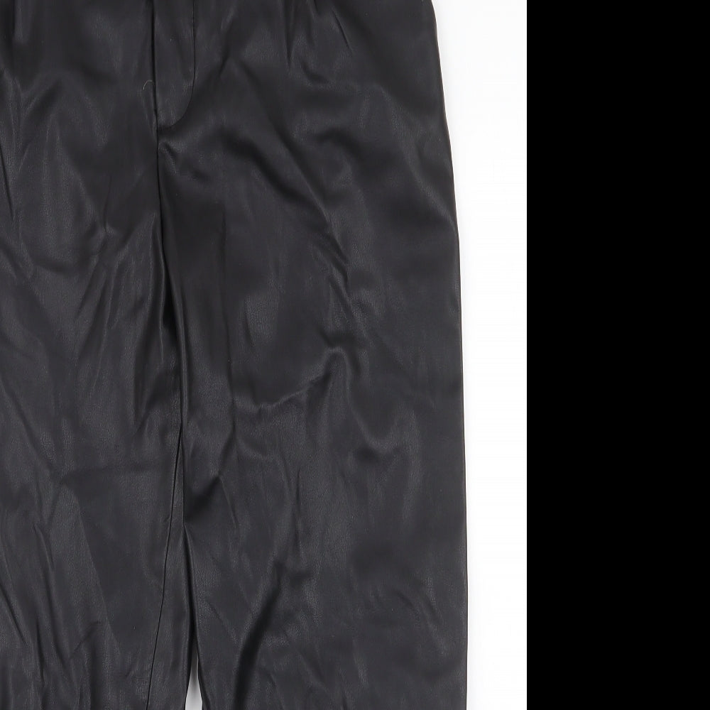 Zara Womens Black  Polyester Trousers  Size M L24 in Regular Zip - Faux leather
