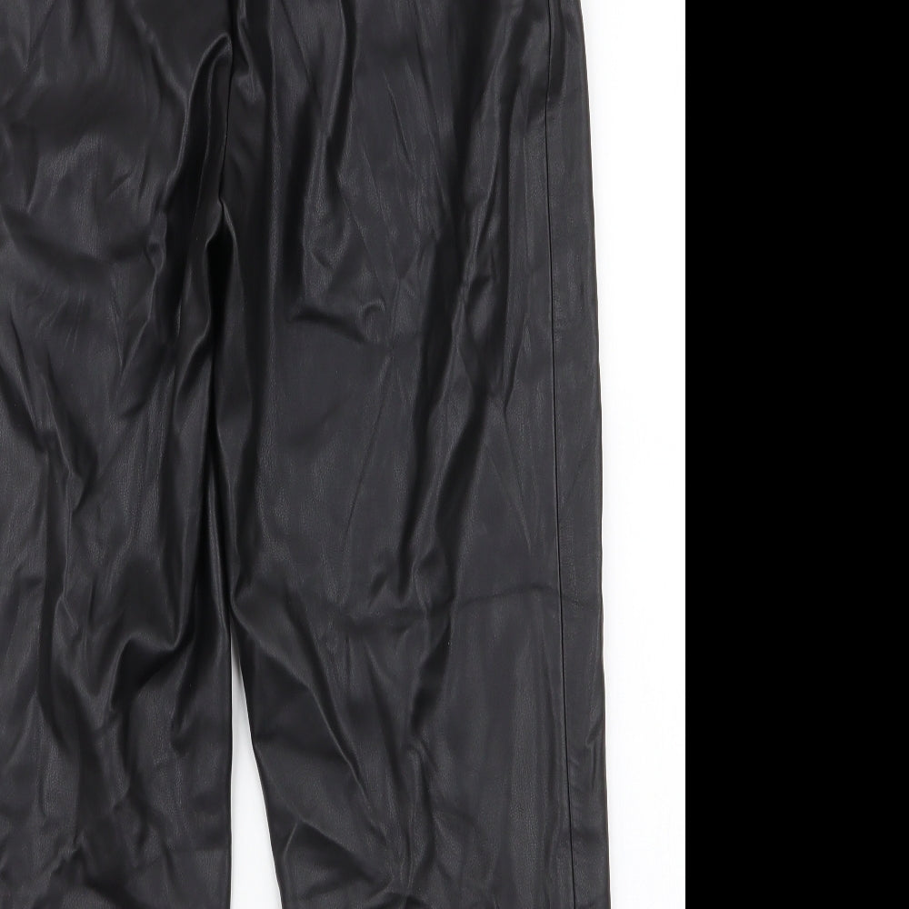 Zara Womens Black  Polyester Trousers  Size M L24 in Regular Zip - Faux leather