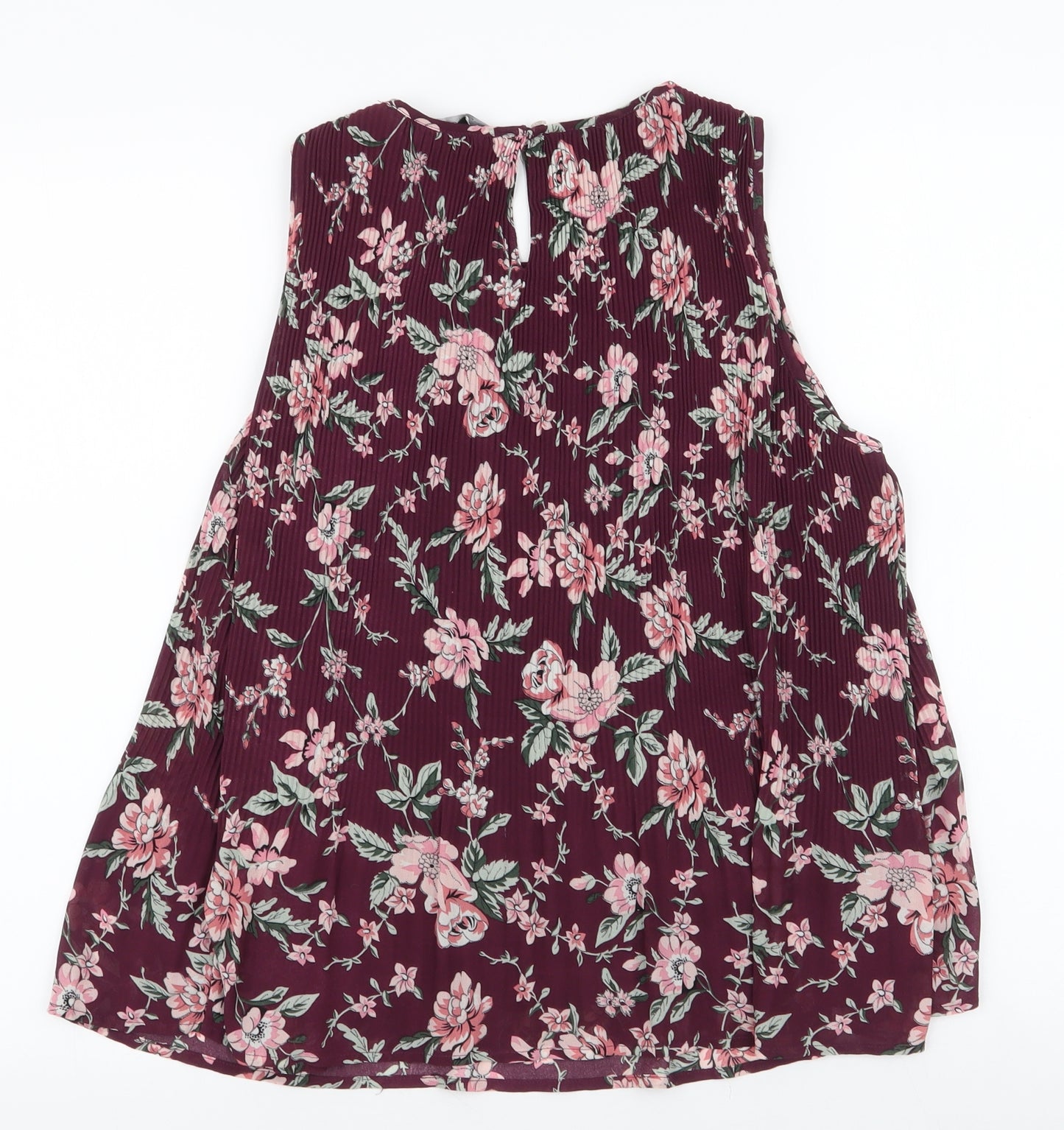 New Look Womens Purple Floral Polyester Basic Blouse Size 10 Round Neck