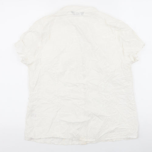 BM Womens Ivory  100% Cotton Basic Blouse Size 14 V-Neck