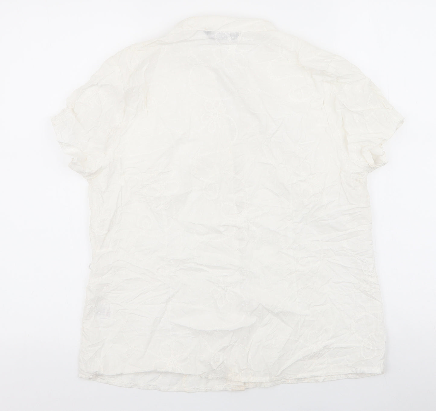BM Womens Ivory  100% Cotton Basic Blouse Size 14 V-Neck