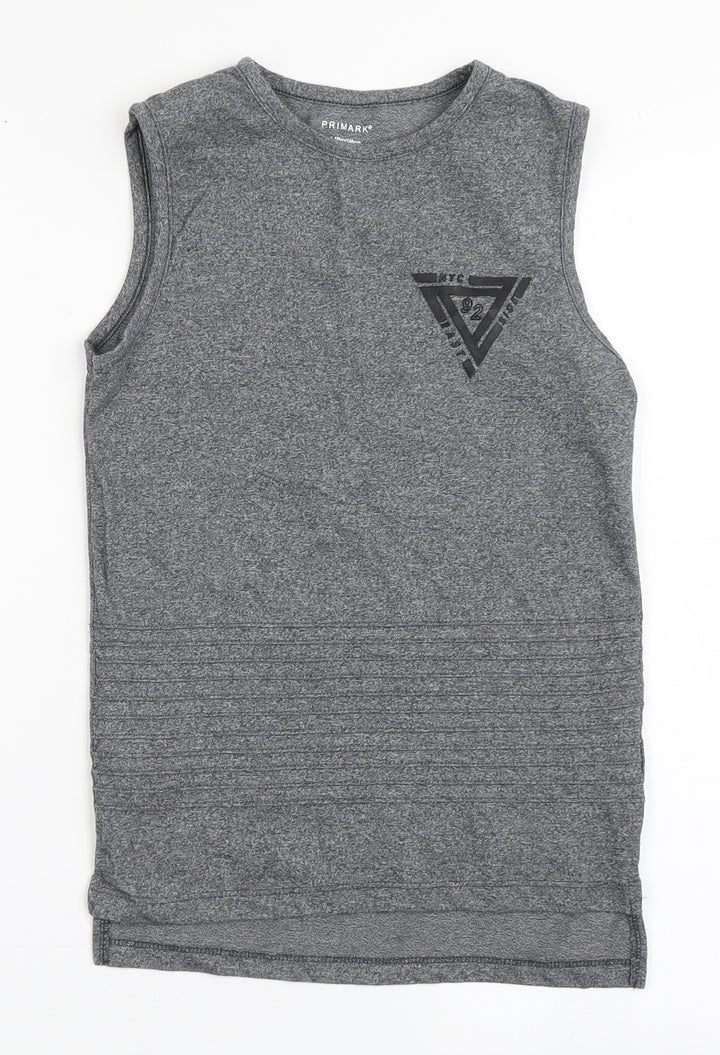 Primark Boys Grey Polyester Basic Tank Size 9-10 Years Round Neck Pullover - NYC