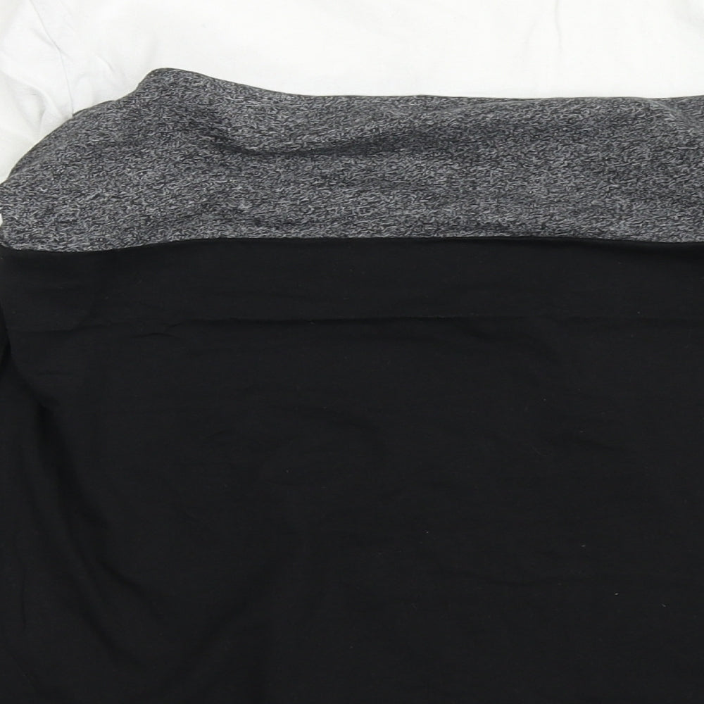 George Boys Black Striped Cotton Basic T-Shirt Size 10-11 Years Round Neck Pullover