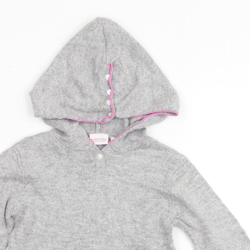 Butterfly Girls Grey Round Neck  Nylon Pullover Jumper Size 3-4 Years  Pullover -  Butterfly