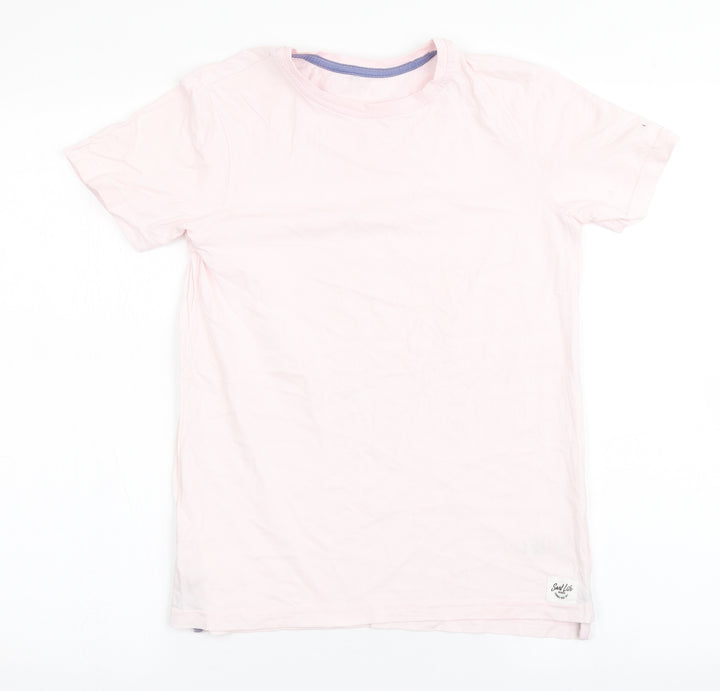 George Boys Pink Cotton Basic T-Shirt Size 10-11 Years Round Neck Pullover