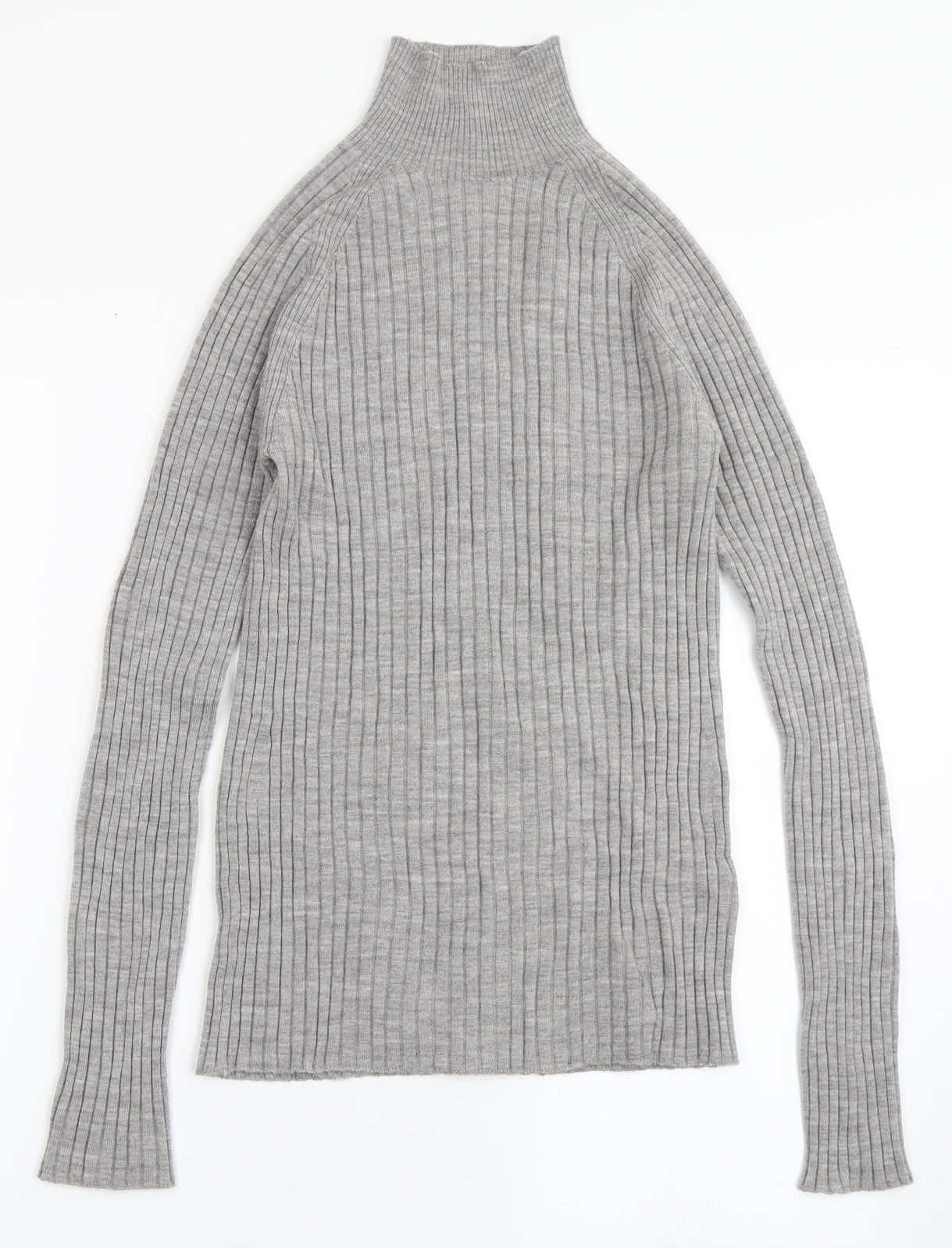 Uniqlo Womens Grey Roll Neck  100% Wool Pullover Jumper Size M
