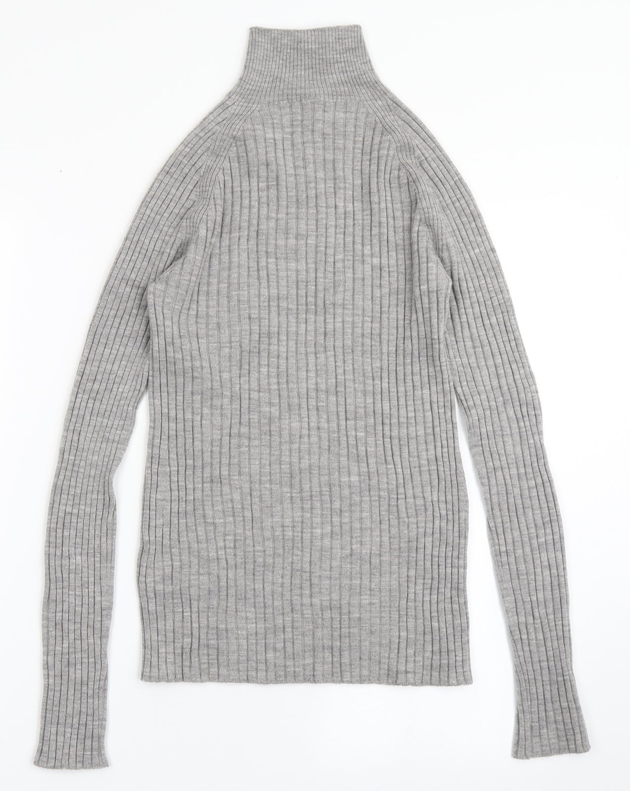 Uniqlo Womens Grey Roll Neck  100% Wool Pullover Jumper Size M