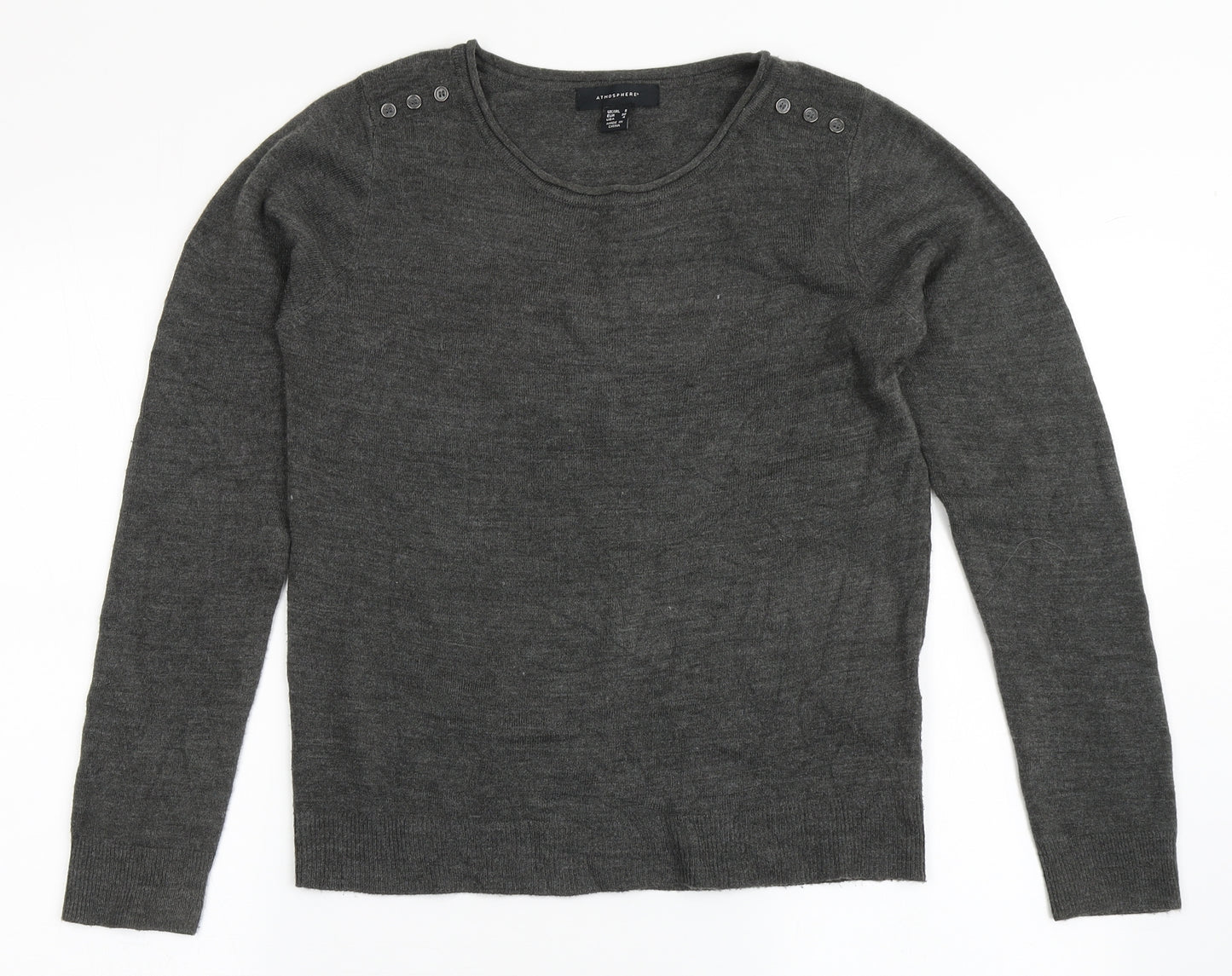Atmosphere Womens Grey Round Neck  Acrylic Pullover Jumper Size 8