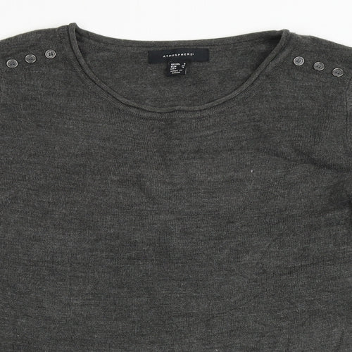 Atmosphere Womens Grey Round Neck  Acrylic Pullover Jumper Size 8