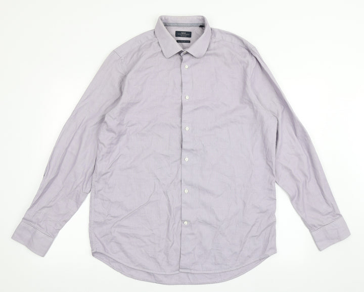 NEXT Mens Purple  Cotton  Button-Up Size 16.5 Collared Button
