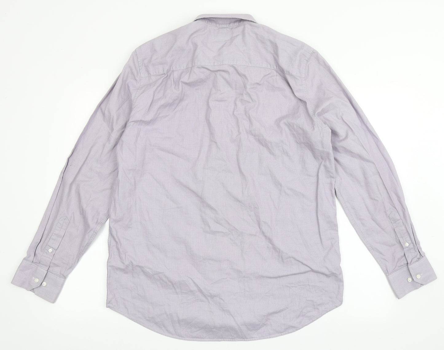 NEXT Mens Purple  Cotton  Button-Up Size 16.5 Collared Button