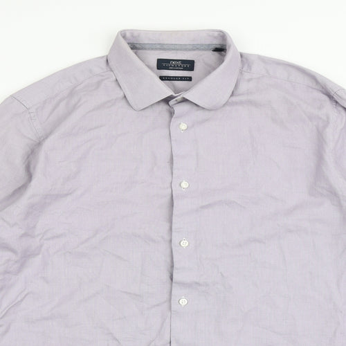 NEXT Mens Purple  Cotton  Button-Up Size 16.5 Collared Button