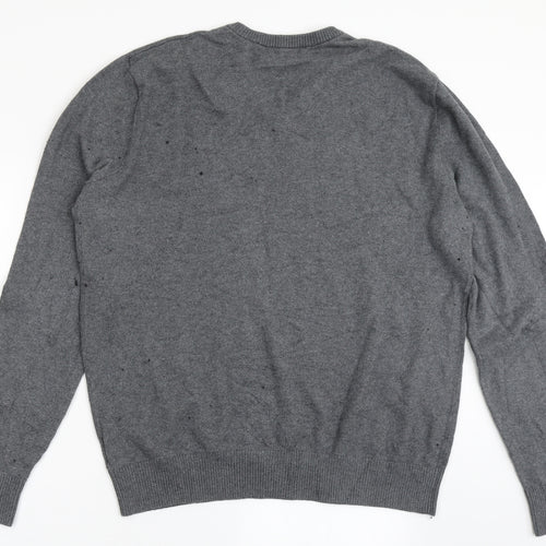 Gap Mens Grey V-Neck  Cotton Pullover Jumper Size L