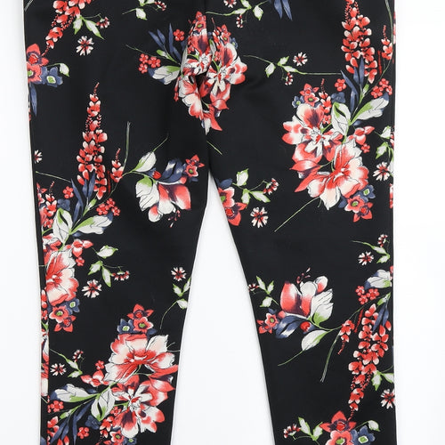 Moda Womens Black Floral Polyester Trousers  Size 10 L29 in Regular Zip - Flowers