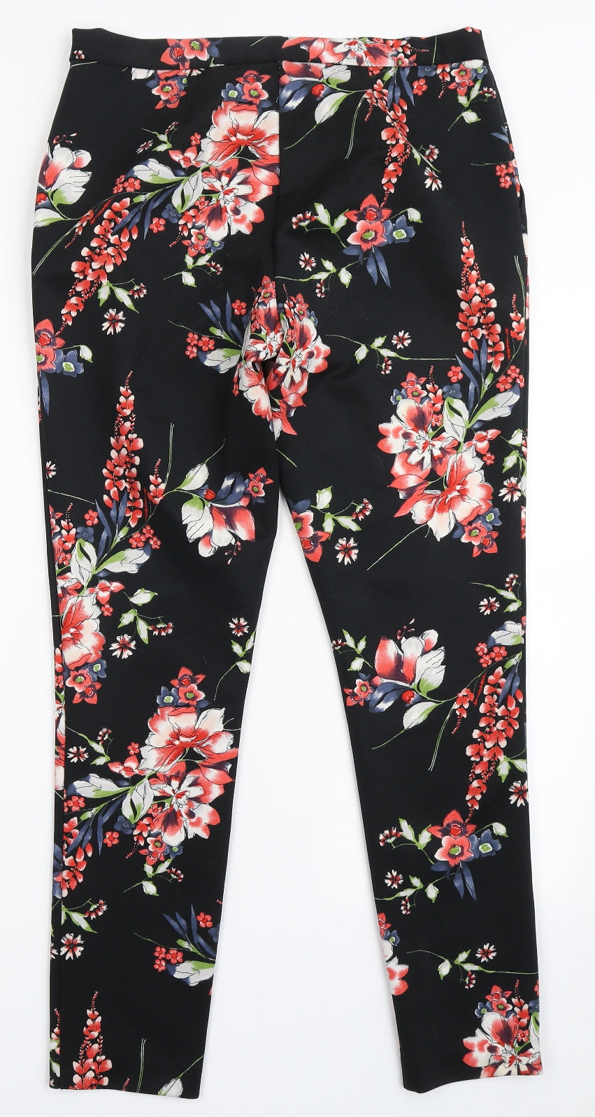 Moda Womens Black Floral Polyester Trousers  Size 10 L29 in Regular Zip - Flowers