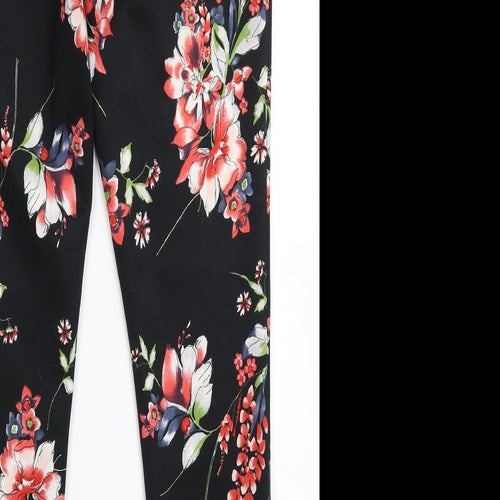 Moda Womens Black Floral Polyester Trousers  Size 10 L29 in Regular Zip - Flowers