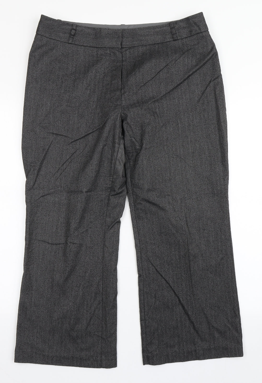 Marks and Spencer Womens Grey  Polyester Trousers  Size 16 L24.5 in Regular Button - Short Leg