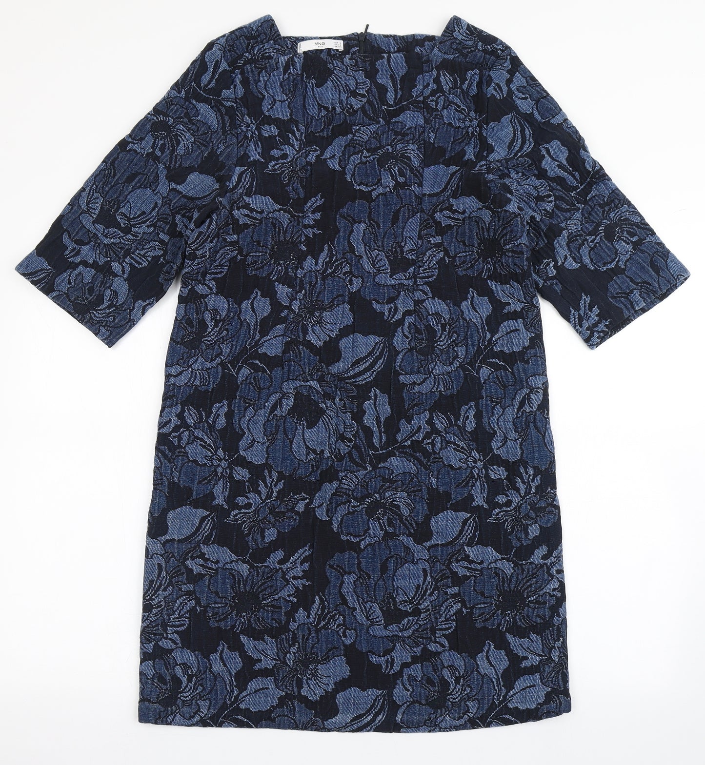 Mango Womens Blue  Polyester A-Line  Size S  Square Neck Zip