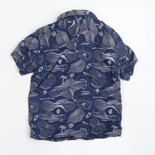 Matalan Boys Blue  100% Cotton Basic Button-Up Size 9-12 Months Collared Button - Pirates Cove