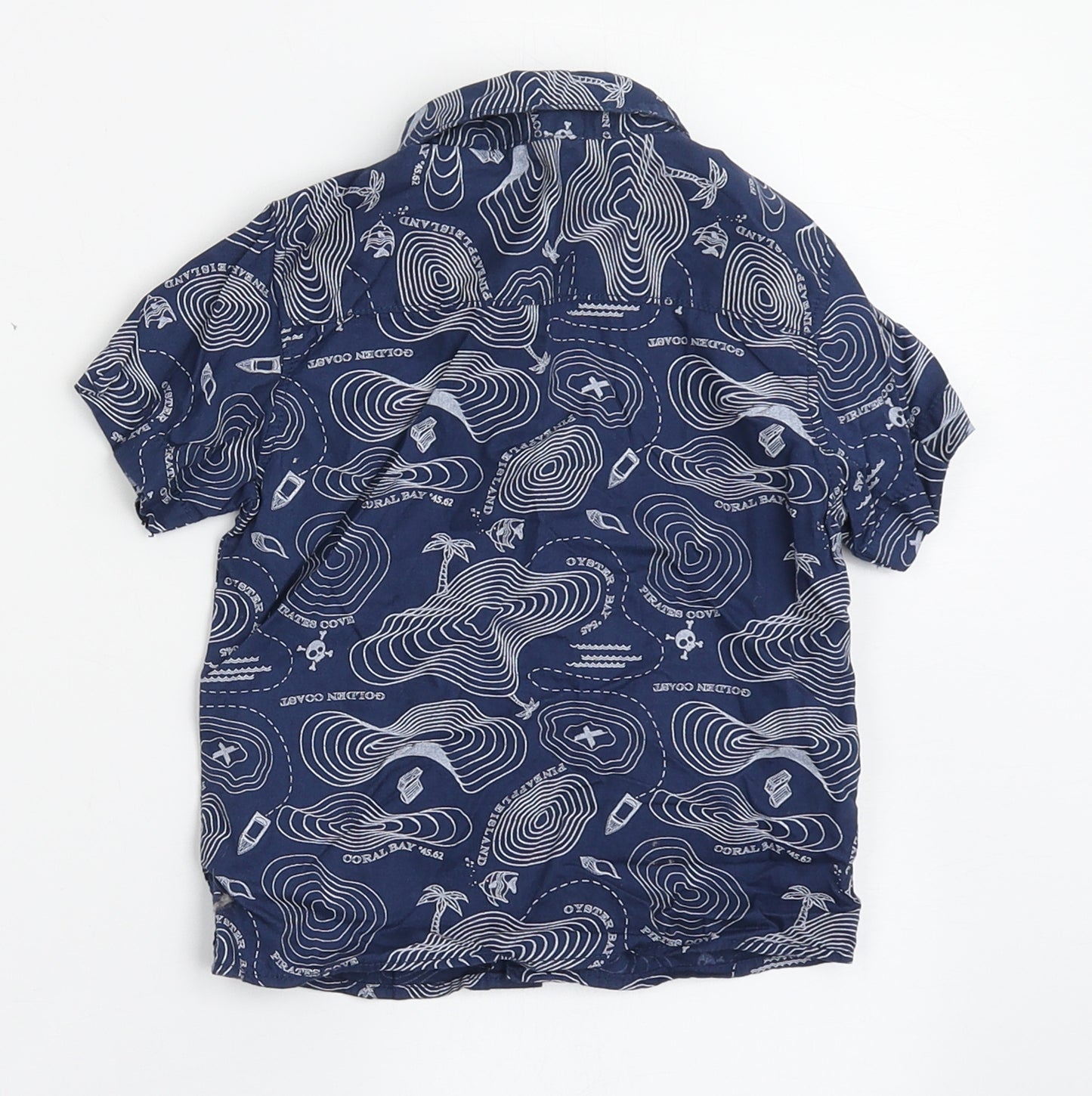 Matalan Boys Blue  100% Cotton Basic Button-Up Size 9-12 Months Collared Button - Pirates Cove