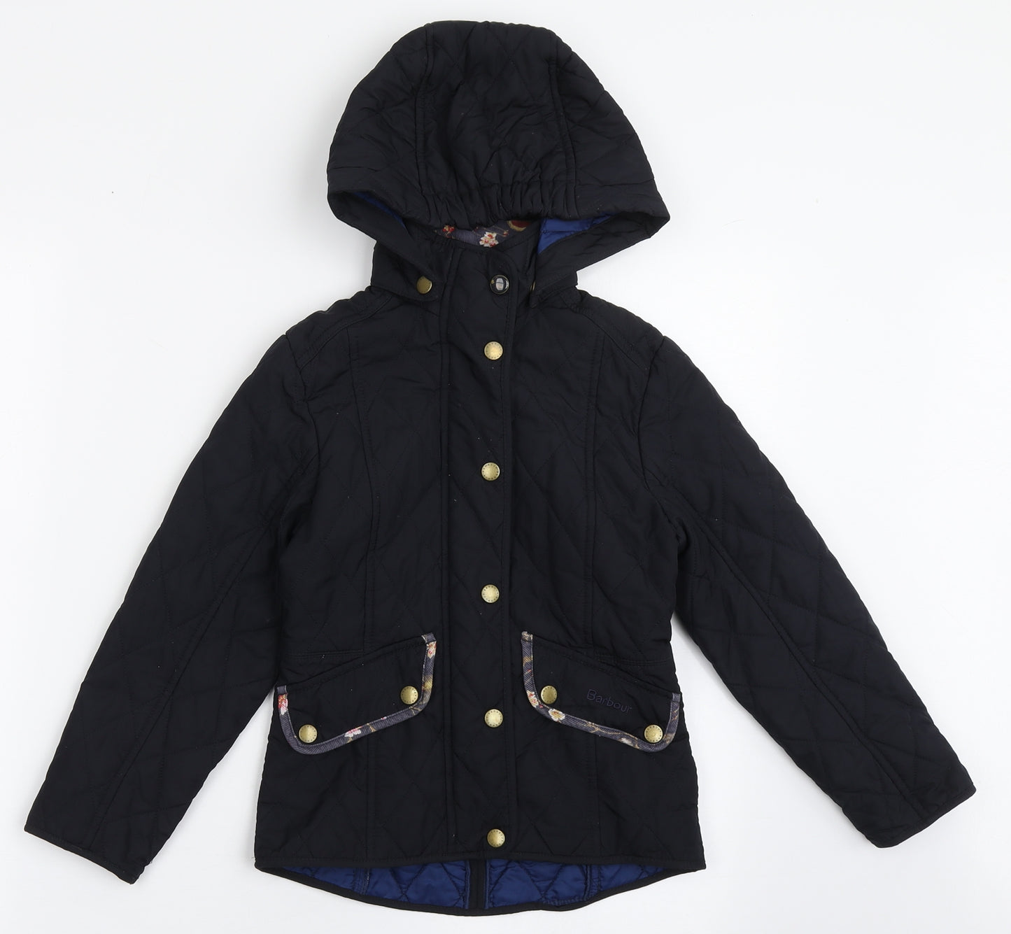 Barbour Girls Black   Quilted Coat Size S  Zip