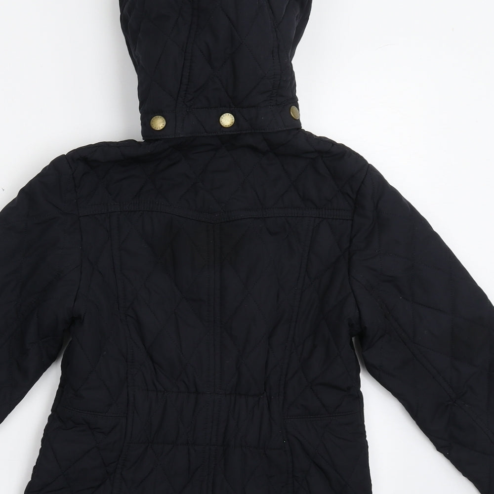 Barbour Girls Black   Quilted Coat Size S  Zip