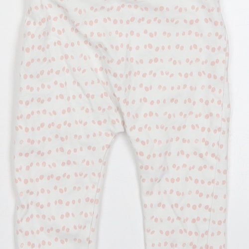 George Girls White Polka Dot Cotton Sweatpants Trousers Size 6-9 Months   - Pink Polka Dot